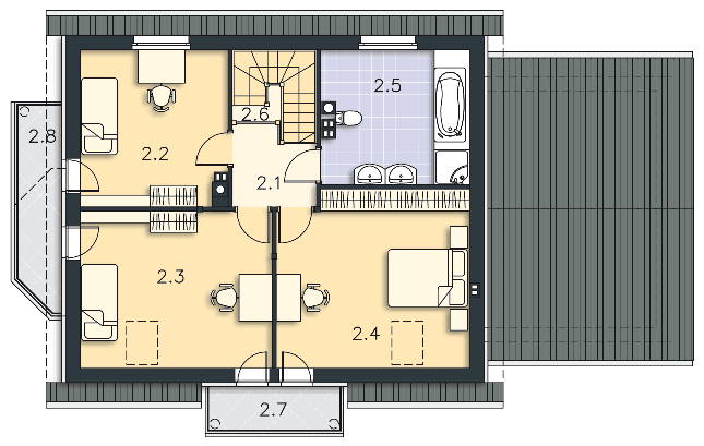 Rzut poddasza POW. 88,6 m²