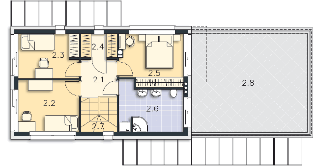Rzut piętra POW. 52,8 m²