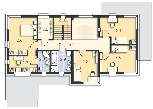 Rzut piętra lustro POW. 99,7 m²
