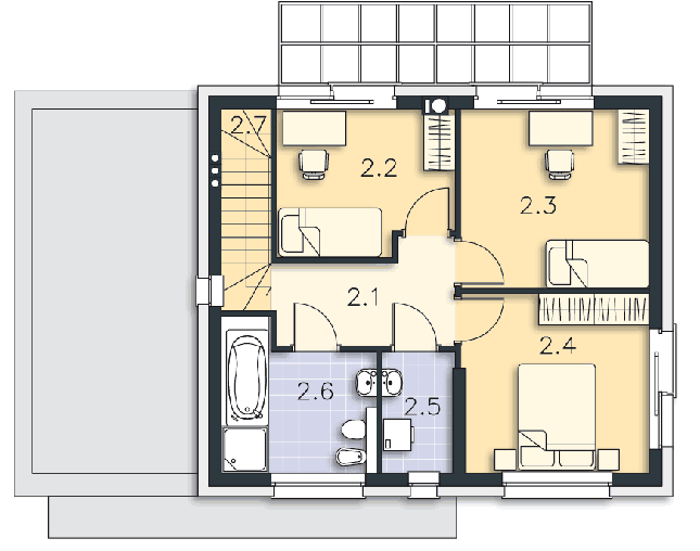 Rzut piętra POW. 53,7 m²