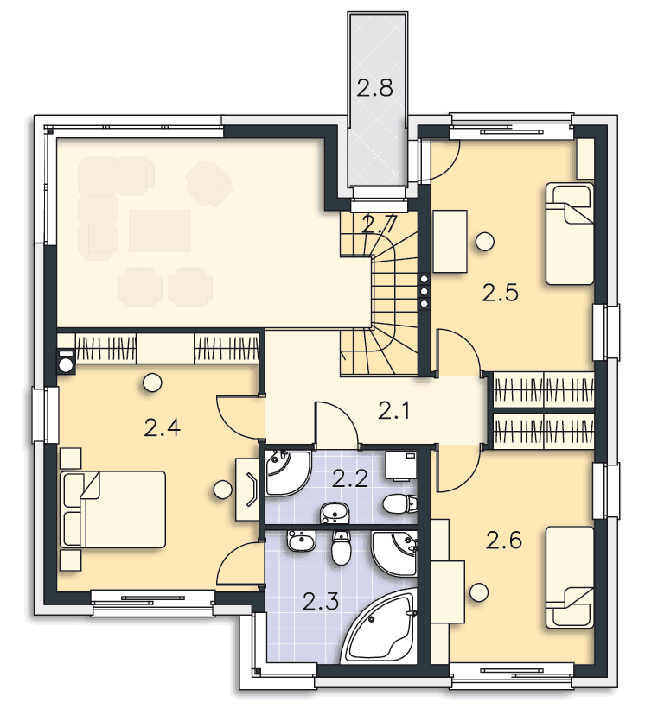Rzut piętra POW. 75,4 m²
