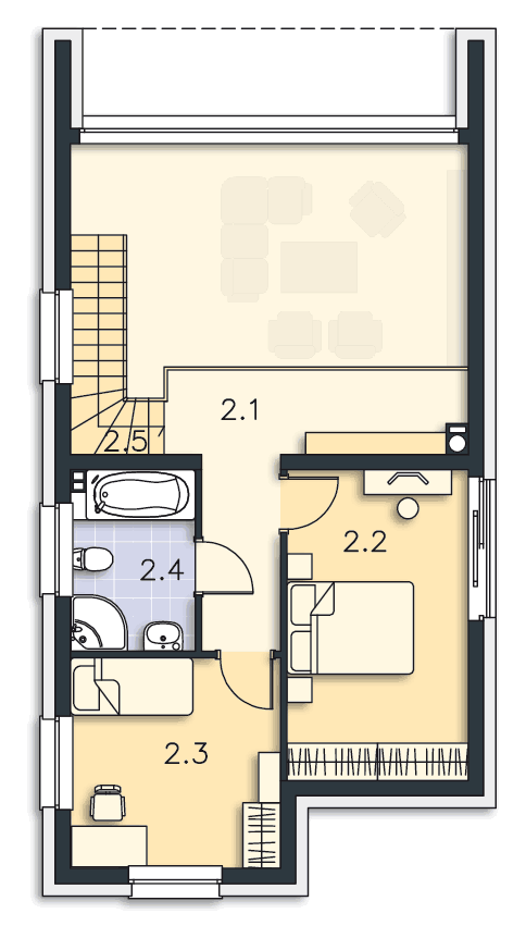 Rzut piętra POW. 44,9 m²
