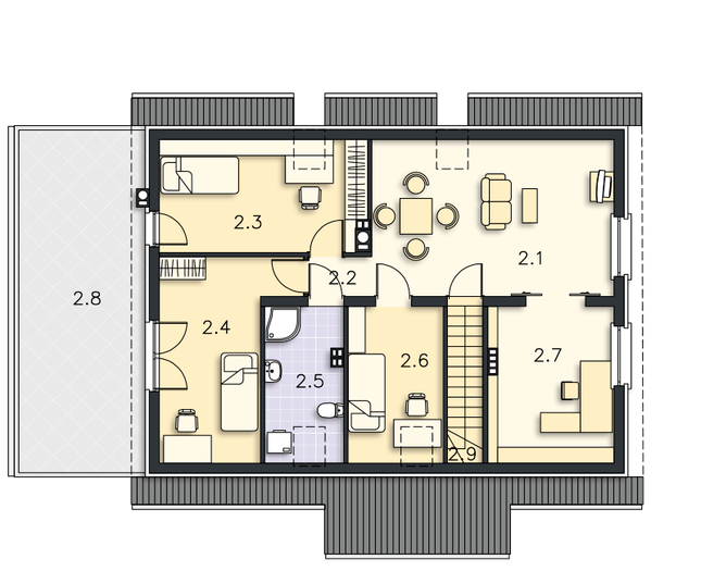 Rzut poddasza POW. 87,4 m²