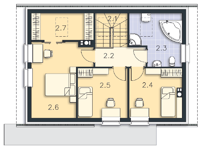 Rzut poddasza POW. 65,5 m²
