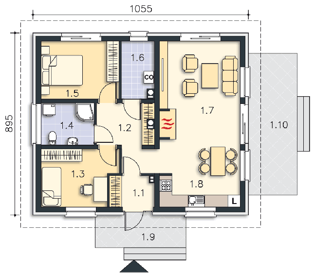 Rzut parteru POW. 73,2 m²