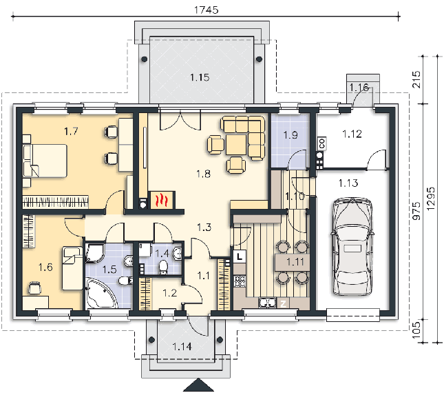 Rzut parteru POW. 138,1 m²