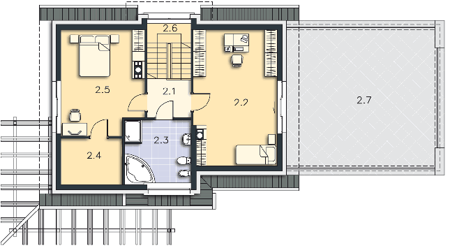 Rzut poddasza POW. 73,3 m²