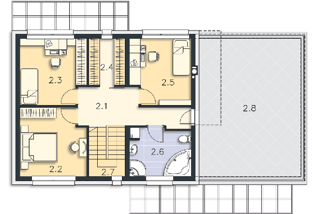 Rzut piętra POW. 66,6 m²