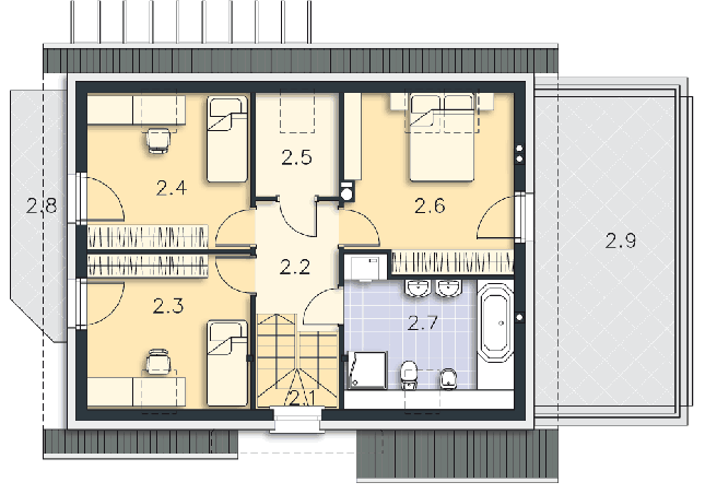 Rzut poddasza POW. 72,7 m²