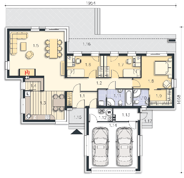 Rzut parteru POW. 157,3 m²