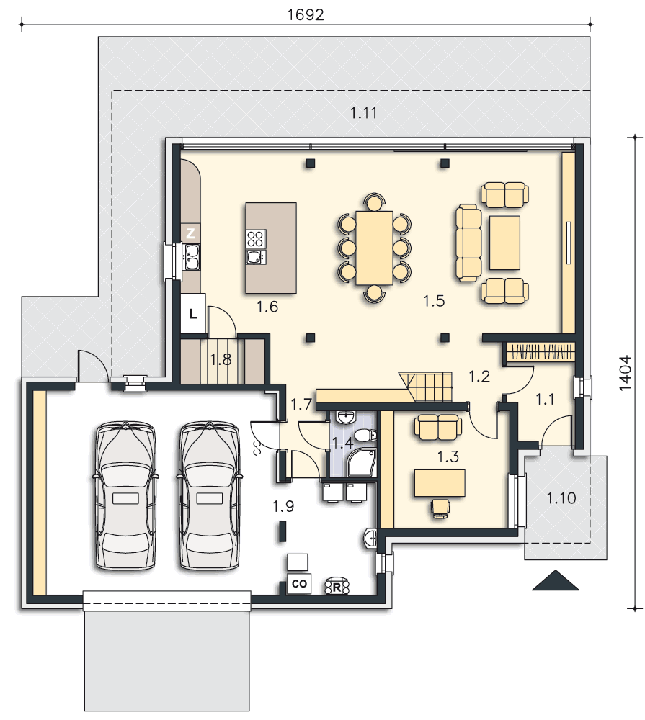 Rzut parteru POW. 159,5 m²