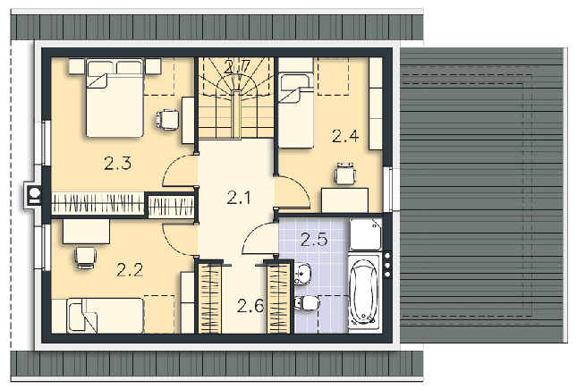 Rzut poddasza POW. 58,2 m²