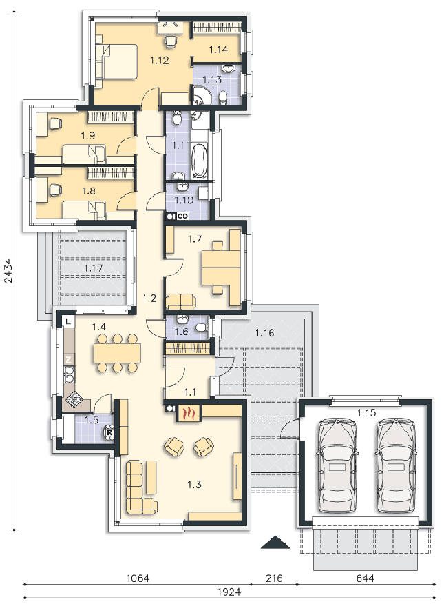 Rzut parteru POW. 181,4 m²