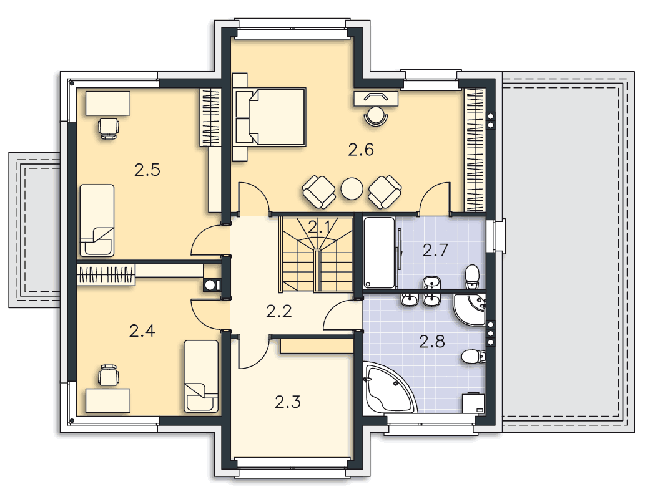 Rzut piętra POW. 102,0 m²