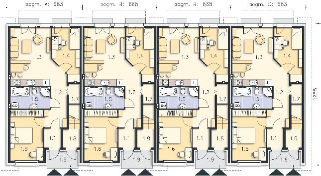 Rzut parteru POW. 66,4 m²