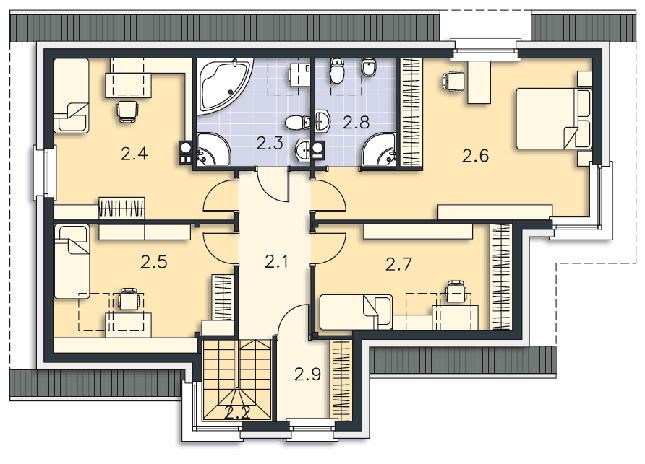 Rzut poddasza POW. 102,0 m²