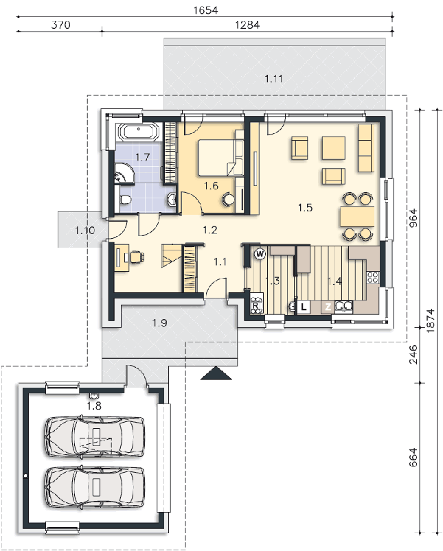 Rzut parteru POW. 125,4 m²