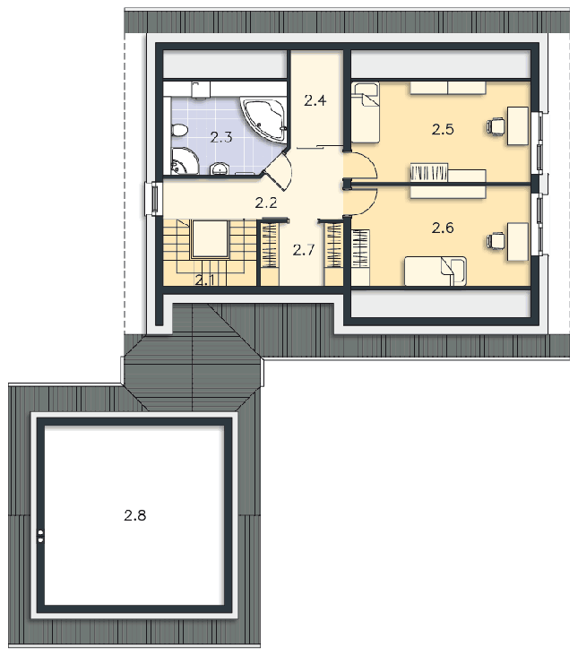 Rzut poddasza POW. 105,7 m²