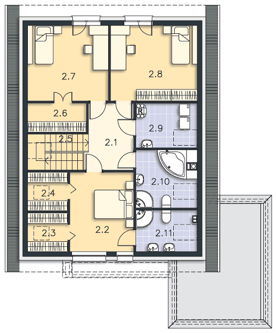 Rzut poddasza POW. 96,5 m²