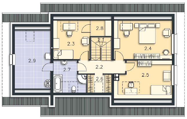 Rzut poddasza POW. 104,1 m²