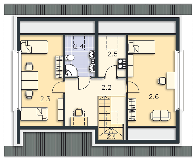 Rzut poddasza POW. 69,6 m²