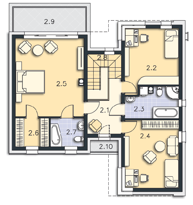 Rzut piętra POW. 87,6 m²