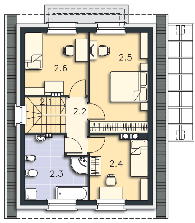 Rzut poddasza POW. 55,8 m²