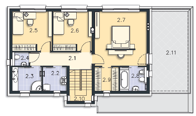 Rzut piętra POW. 77,8 m²
