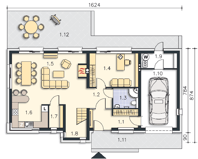 Rzut parteru POW. 98,1 m²