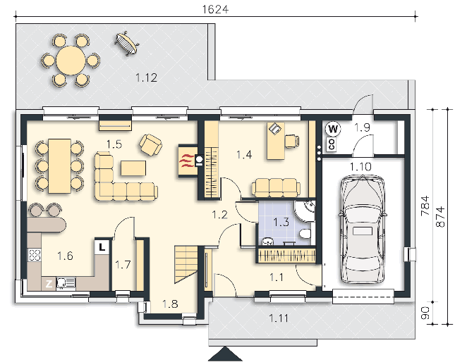 Rzut parteru POW. 98,1 m²