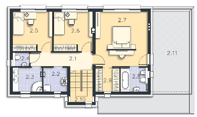 Rzut piętra POW. 77,8 m²