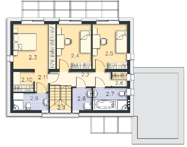 Rzut piętra POW. 69,6 m²
