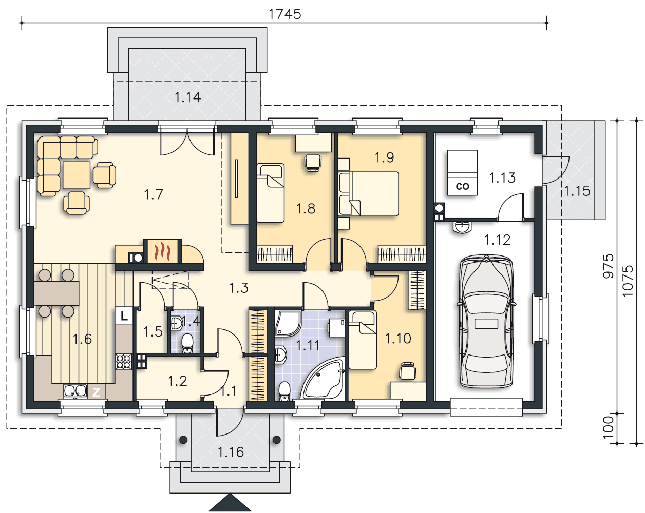 Rzut parteru POW. 137,9 m²