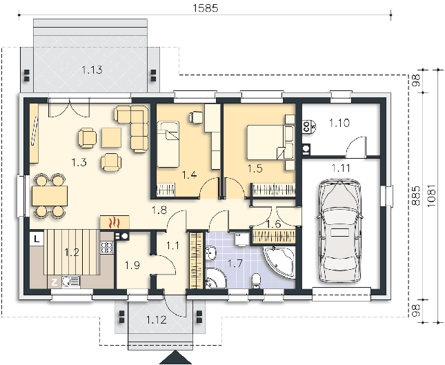 Rzut parteru POW. 110,6 m²