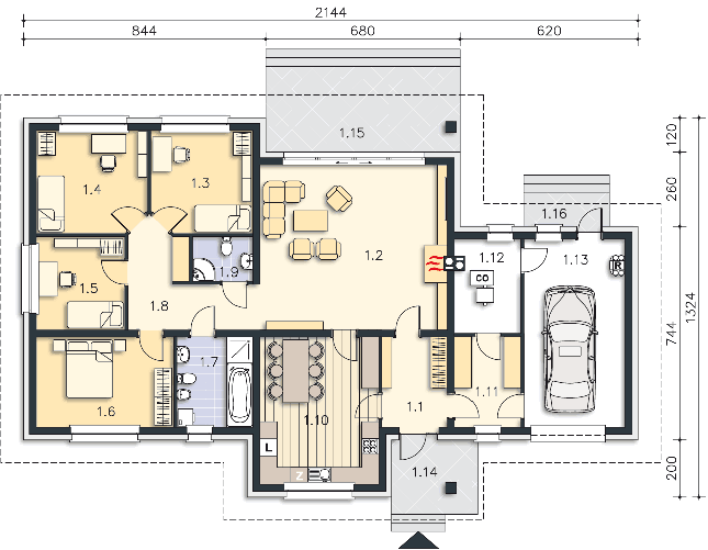 Rzut parteru POW. 177,5 m²