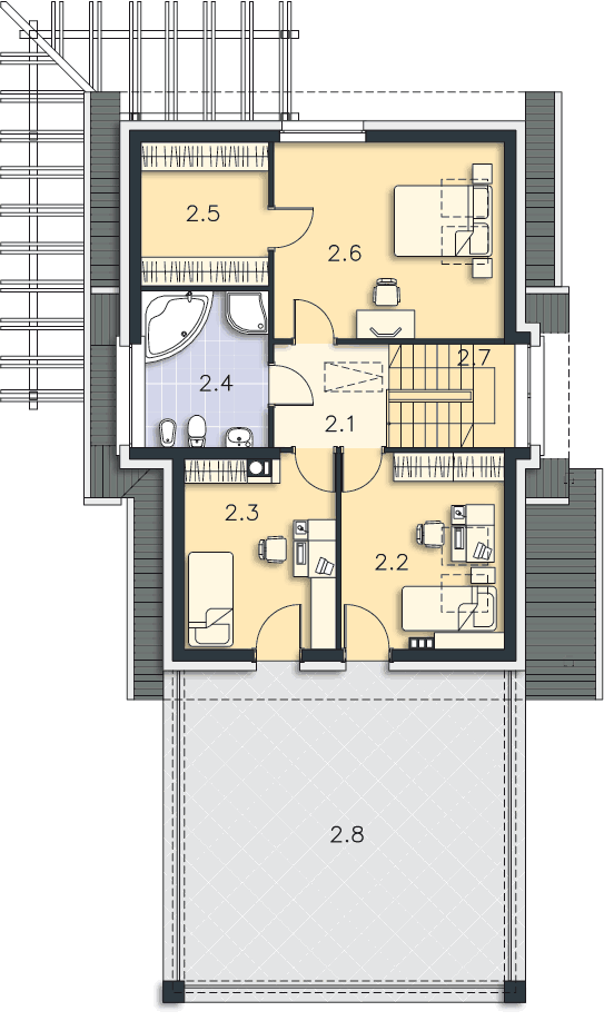 Rzut poddasza POW. 72,9 m²