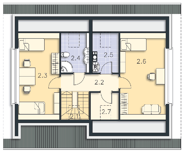 Rzut poddasza POW. 70,4 m²
