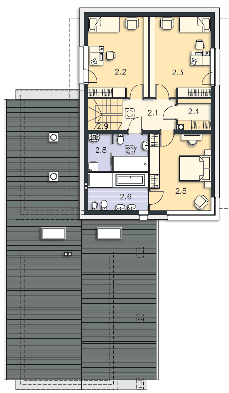 Rzut poddasza POW. 89,3 m²