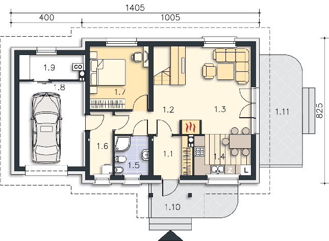 Rzut parteru POW. 86,2 m²