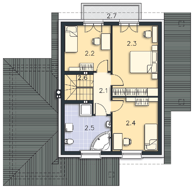 Rzut poddasza POW. 61,9 m²