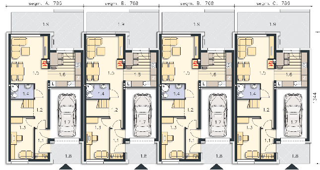 Rzut parteru POW. 72,0 m²
