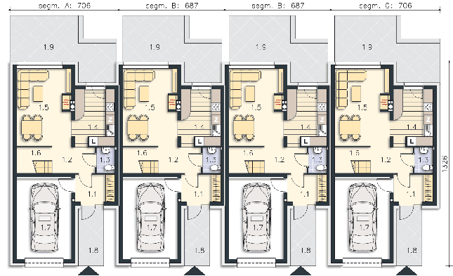 Rzut parteru POW. 60,3 m²