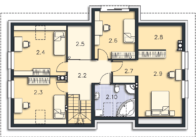 Rzut poddasza POW. 106,7 m²