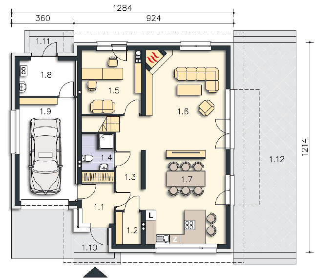 Rzut parteru POW. 110,3 m²