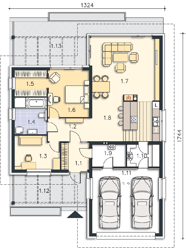 Rzut parteru POW. 143,4 m²