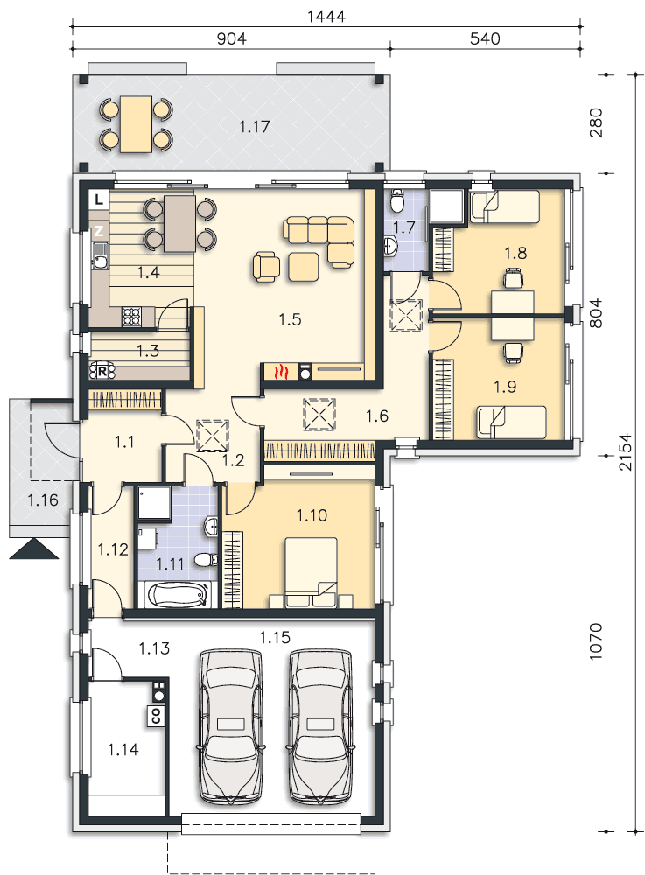 Rzut parteru POW. 172,1 m²