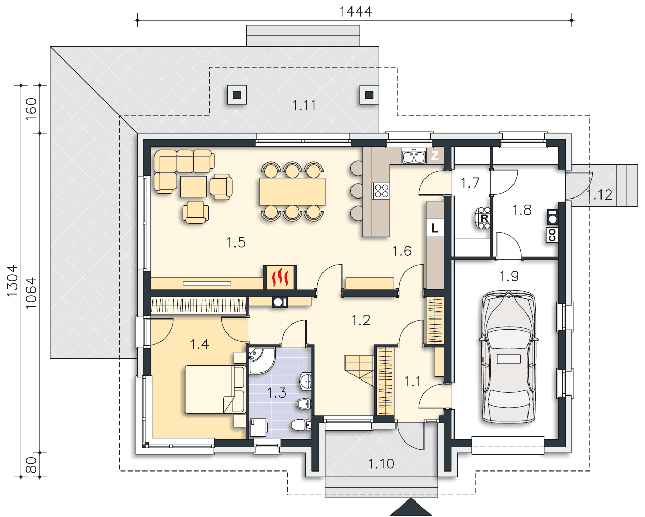 Rzut parteru lustro POW. 120,0 m²