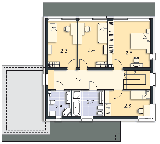 Rzut piętra POW. 96,0 m²