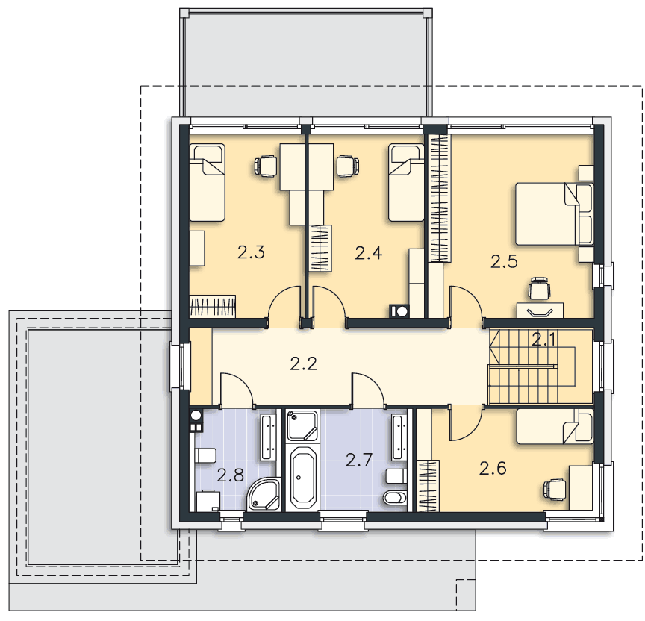 Rzut piętra POW. 96,0 m²