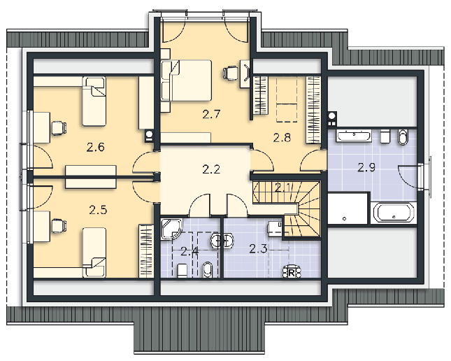 Rzut poddasza POW. 105,4 m²